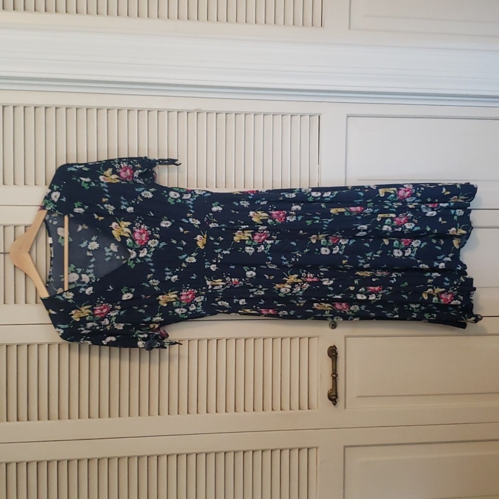 GAP x Sarah Jessica Parker Blue Floral Spring Midi Dress Size M